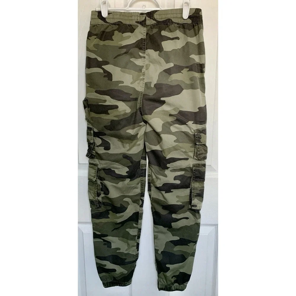 Abercrombie Kids Green Camo Cargo Jogger Pants Stretch Waist‎ Youth 15/16